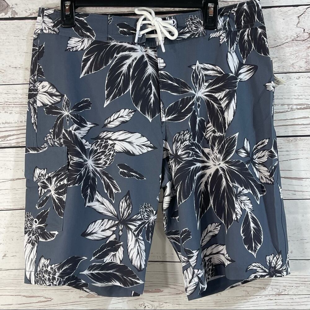Goodthreads Men’s Floral Swim Shorts Trunks Gray